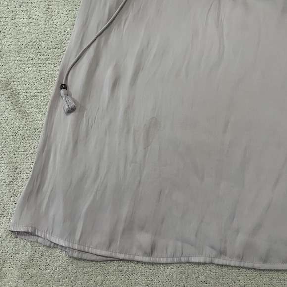 Paige Laramie Lavender Fog Satin Tie Blouse Top XS MSRP $169 Flaw - Picture 3 of 7